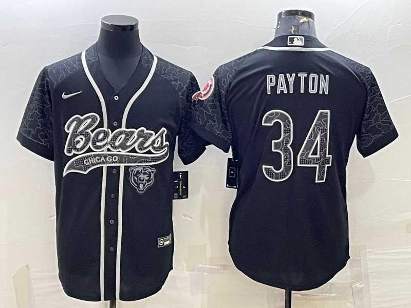 Men%27s Chicago Bears #34 Walter Payton Black Reflective Limited Stitched Football Jersey->chicago bears->NFL Jersey